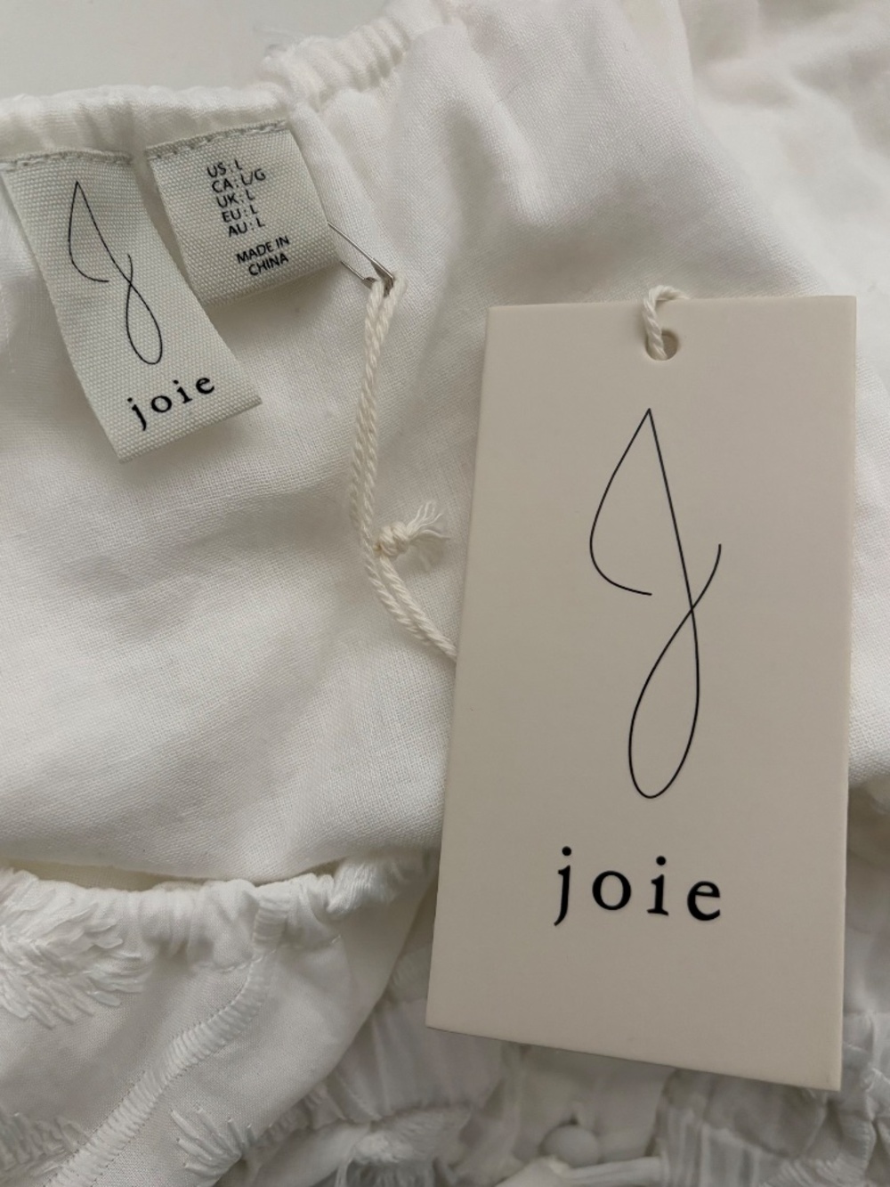 Joie White Embroidered Puff Sleeve Peplum Top - Picture 5 of 8